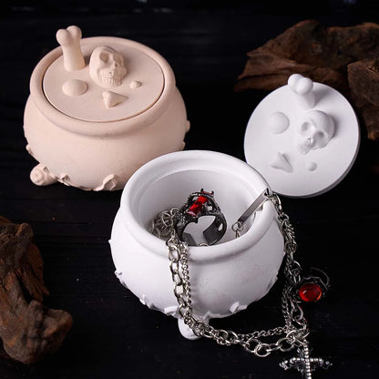 Halloween Skull Cauldron Silicone Jar Mold Set