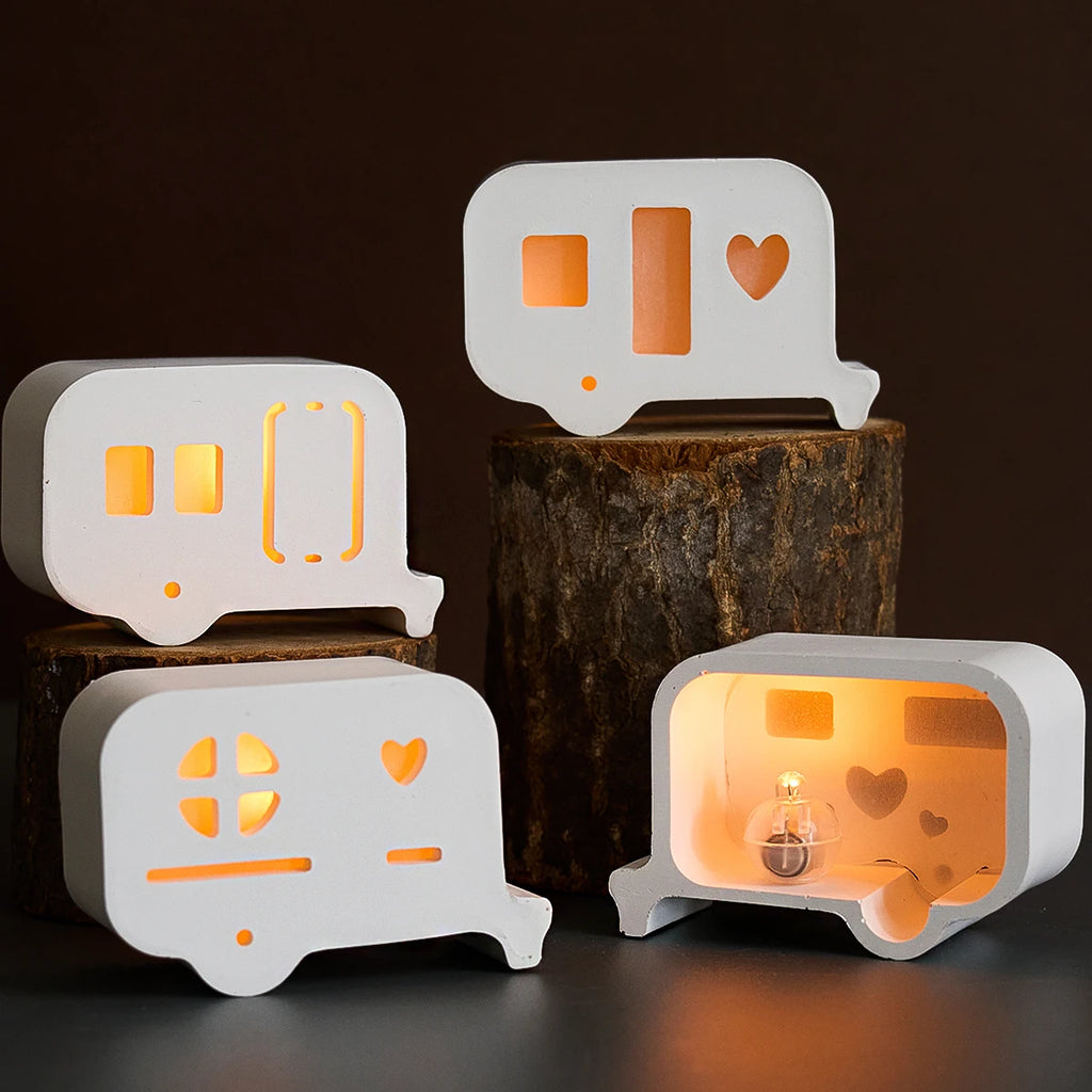 4 in 1 Mini Hollow Camper Ornament Silicone Mold