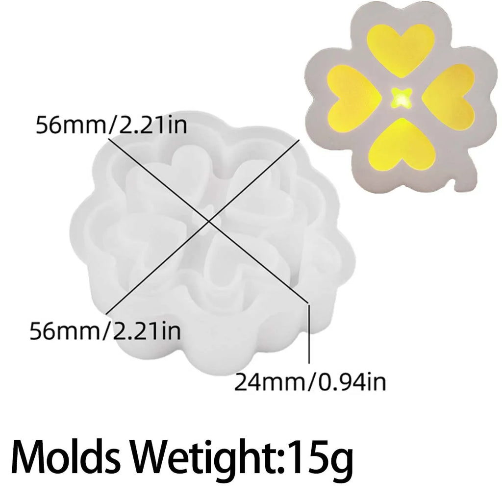 DIY Hollow Silhouette Lamp Silicone Mold Lucky Clover