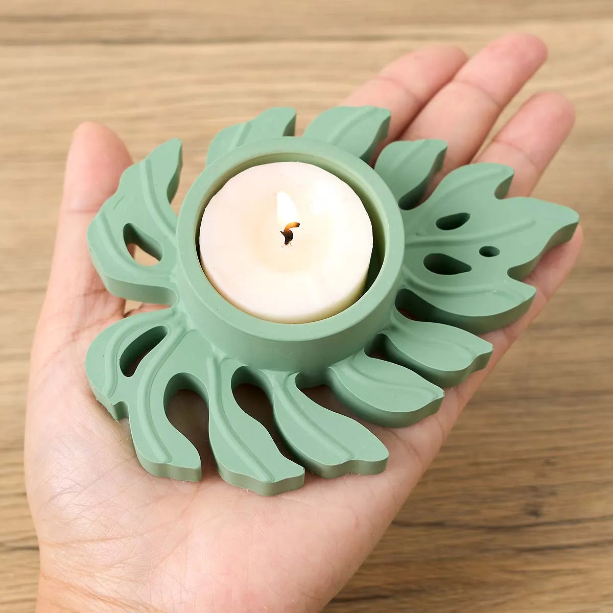 Hollow Leaf Candle Holder Mold