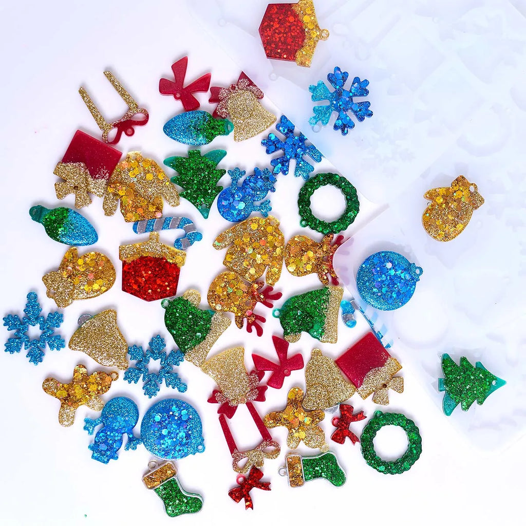 3Pcs Christmas Silicone Earring and Pendant Mold Set