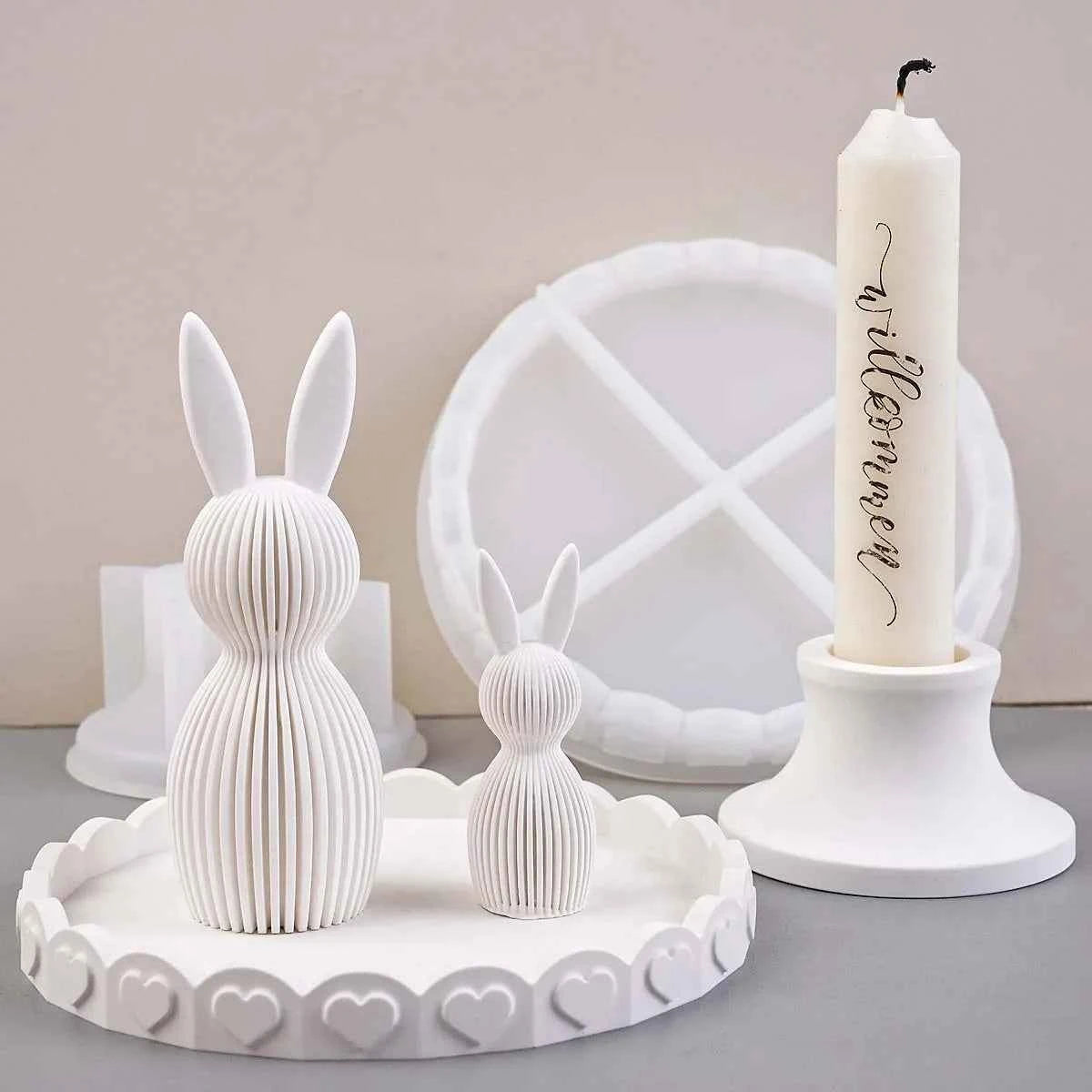 Loriva Heart Tray & Candlestick Silicone Mold Set