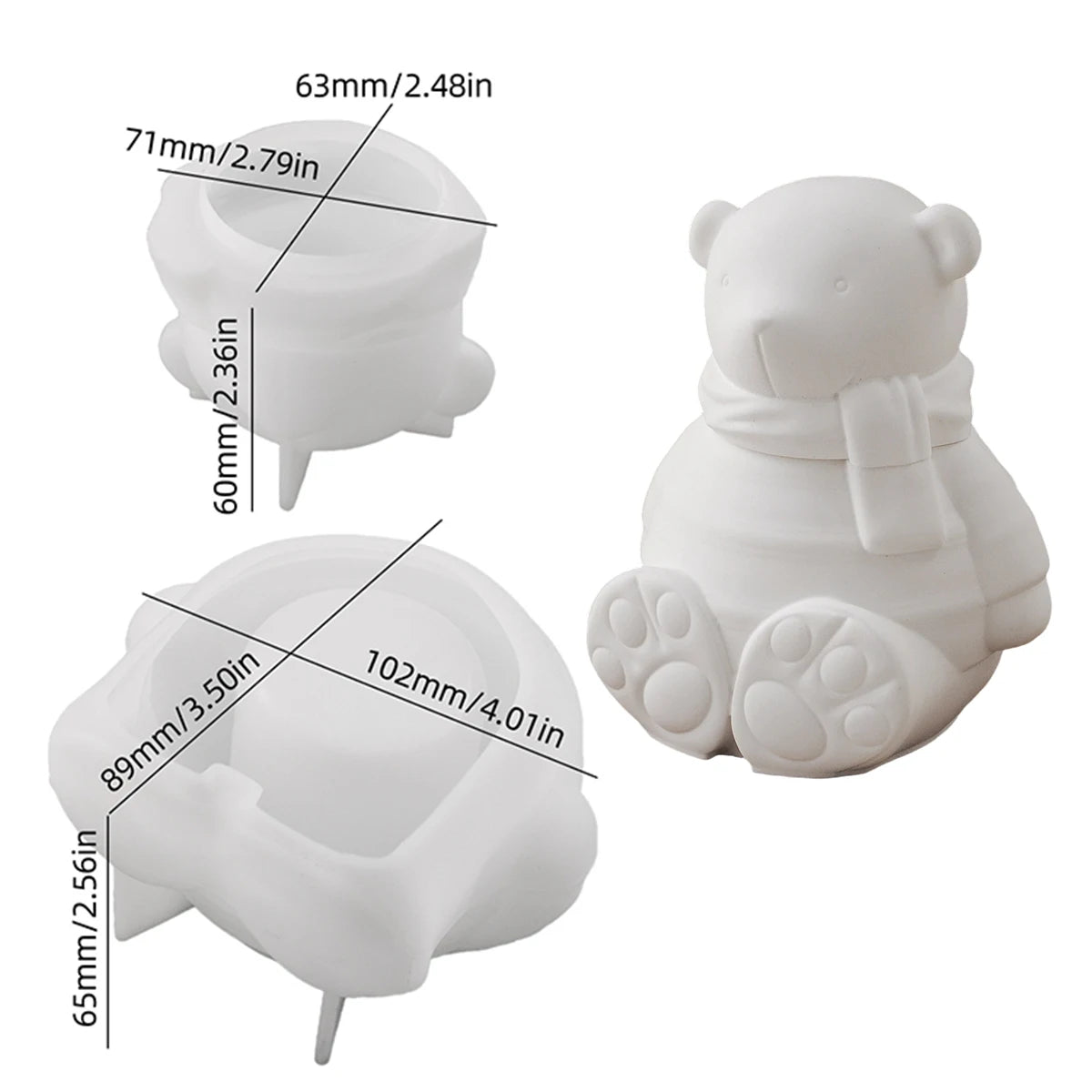 Cartoon Bear Candle Jar Silicone Molds Set