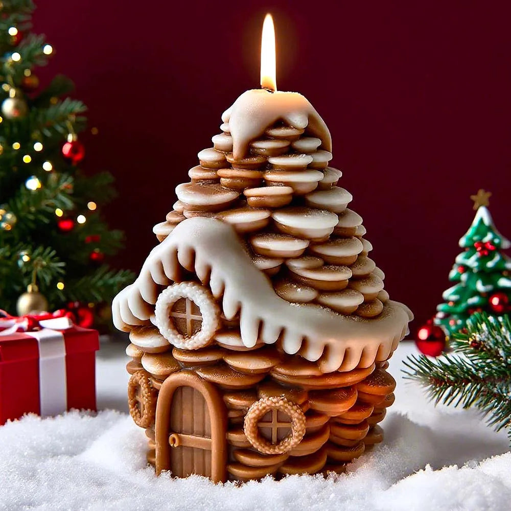 Snowy Pine Cottage Silicone Candle Mold