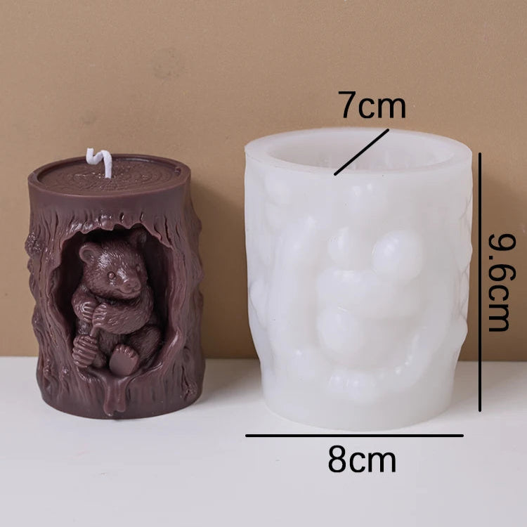 Relief Bear Silicone Candle Mold.