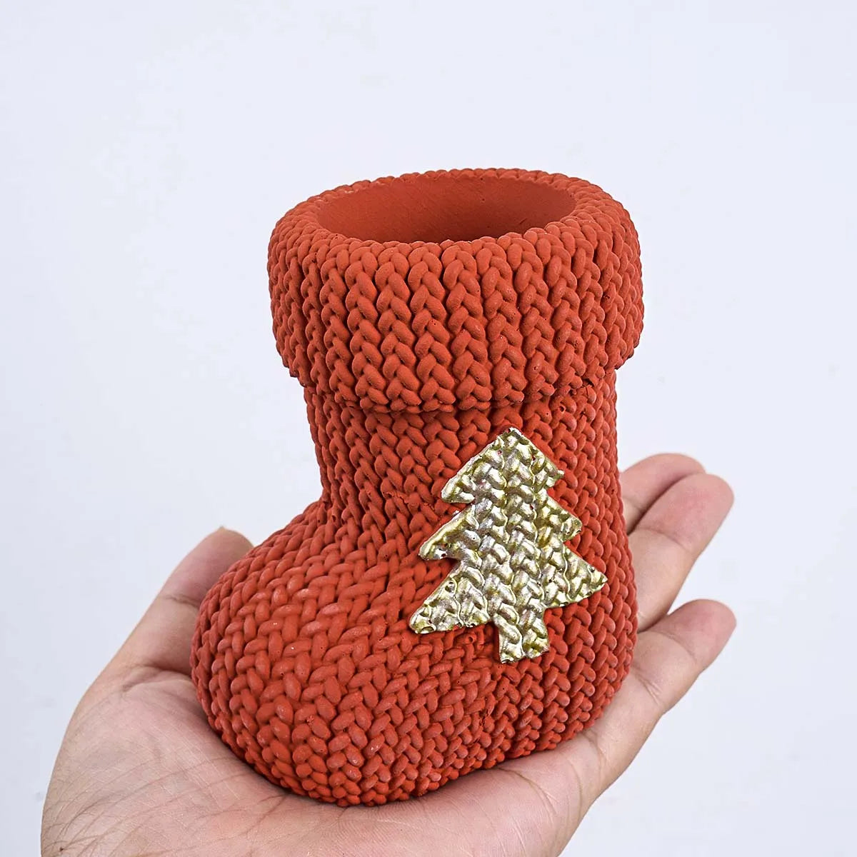 Christmas Knitted Boot Silicone Mold with Tree Design