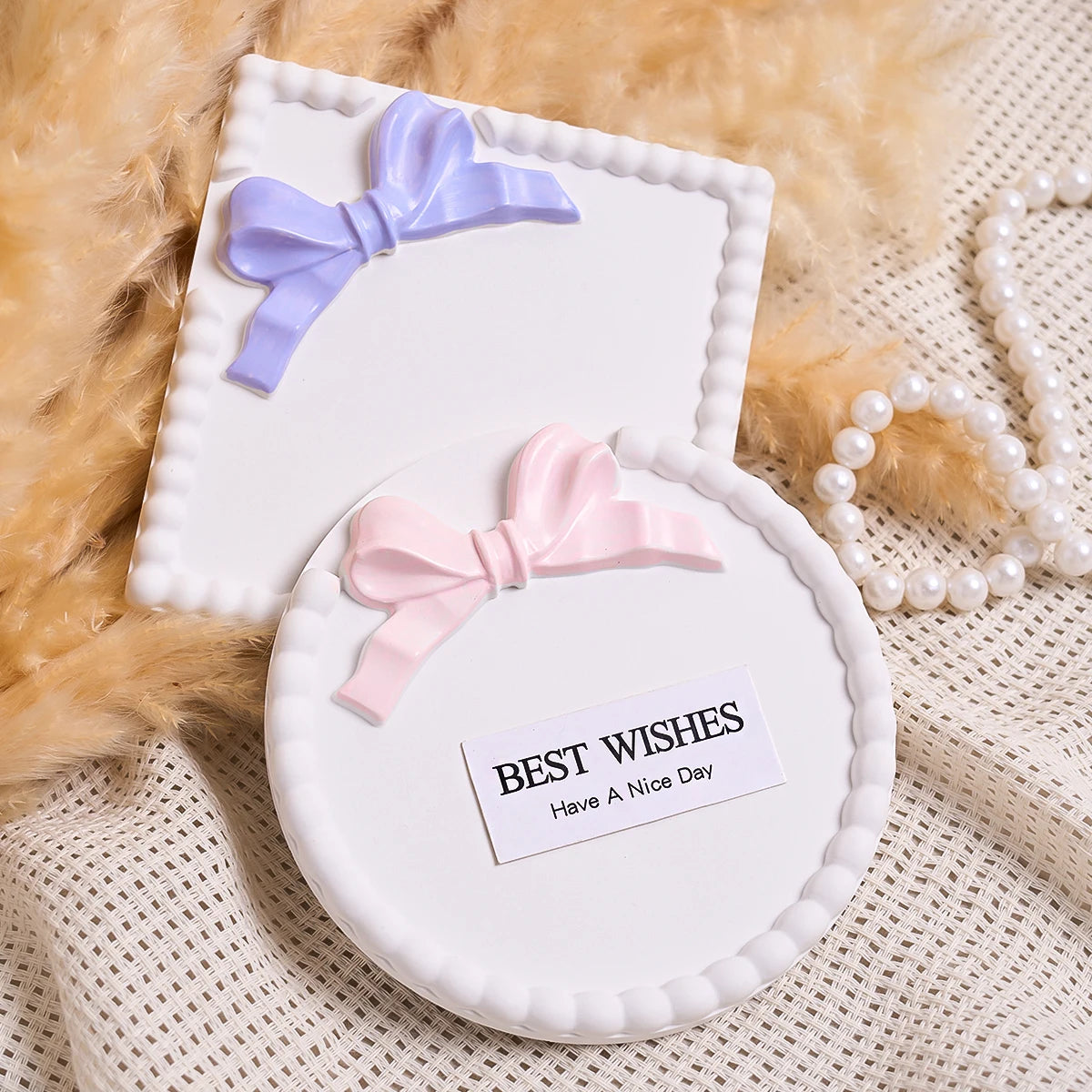 Square Round Bow Bubble Bead Coaster Silicone Mold.