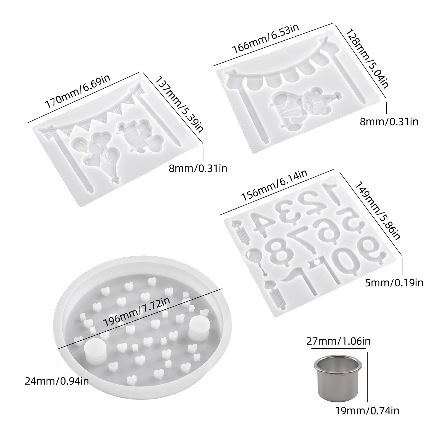 Bear Birthday Candle Holder Silicone Mold Kit