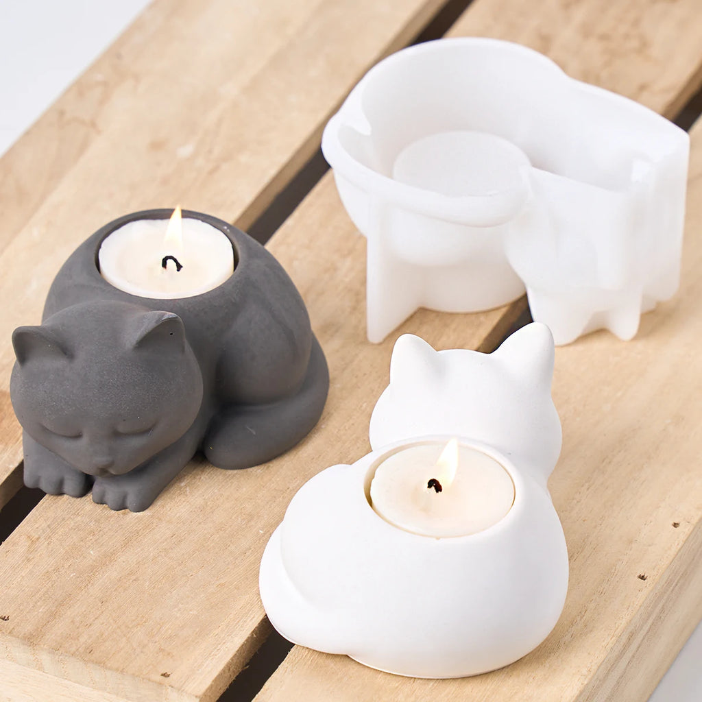 Sleeping Cat Candle Holder Silicone Mold