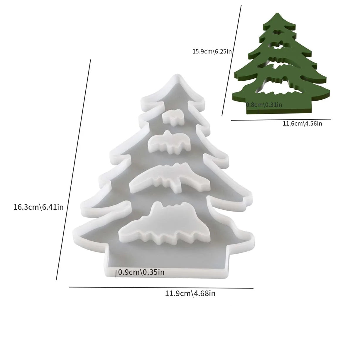 Christmas Tree & House Candle Holder Silicone Mold Set (7 pcs)
