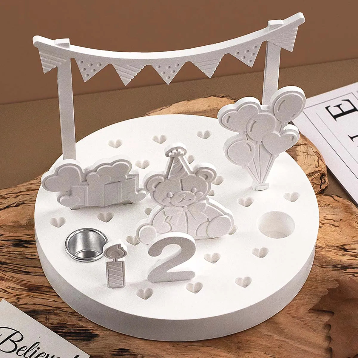 Bear Birthday Candle Holder Silicone Mold Kit