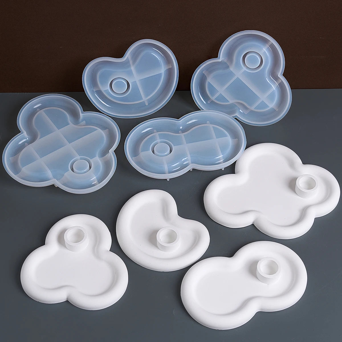 Rough Edge Tray with Candle Holder Silicone Mold