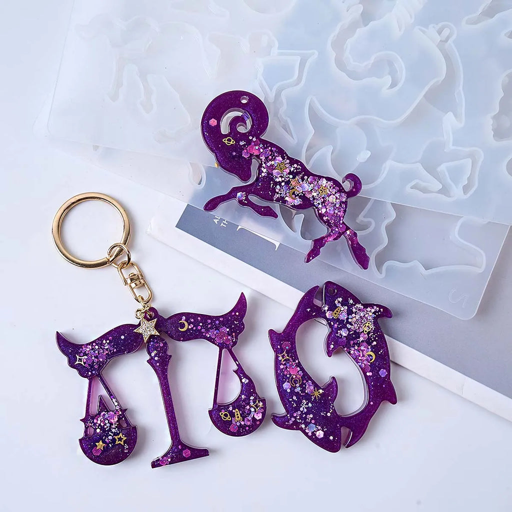 Zodiac Constellation Keychain Silicone Mold Set (2pcs)