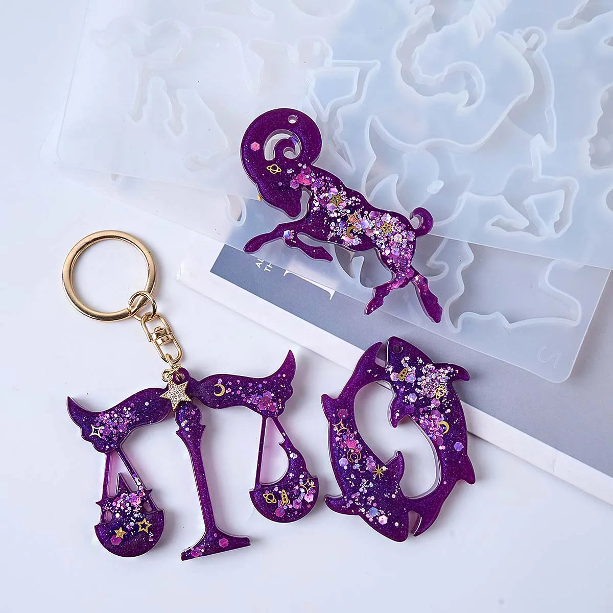 Zodiac Constellation Keychain Silicone Mold Set (2pcs)