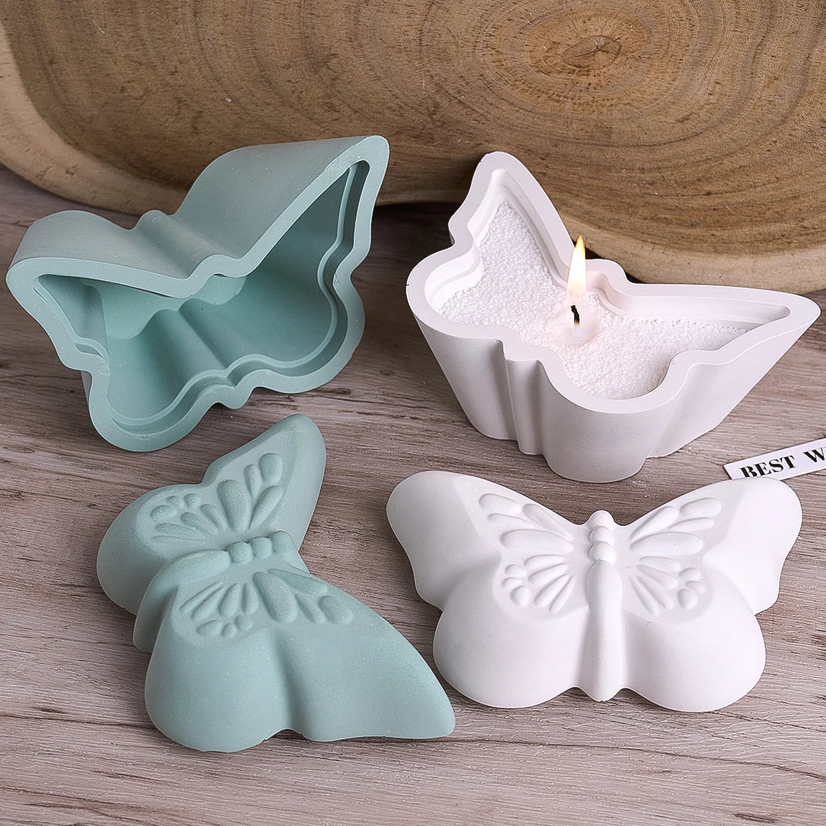 Butterfly Candle Jar Silicone Mold with Lid.