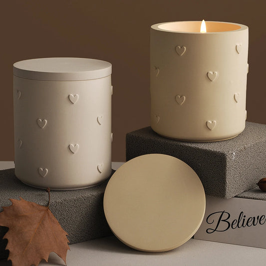 Heart Embossed Candle Jar Mold Set
