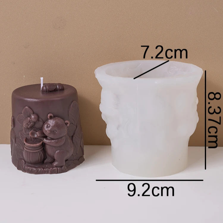 Relief Bear Silicone Candle Mold.