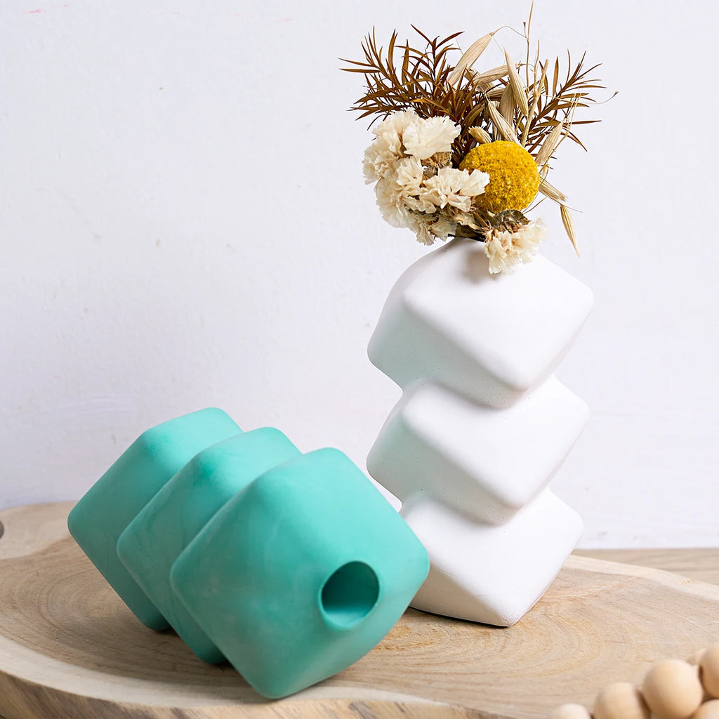 Oblique Square Vase Silicone Mold.