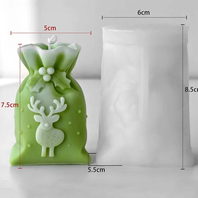 Christmas Gift Bag Candle Silicone Mold Reindeer