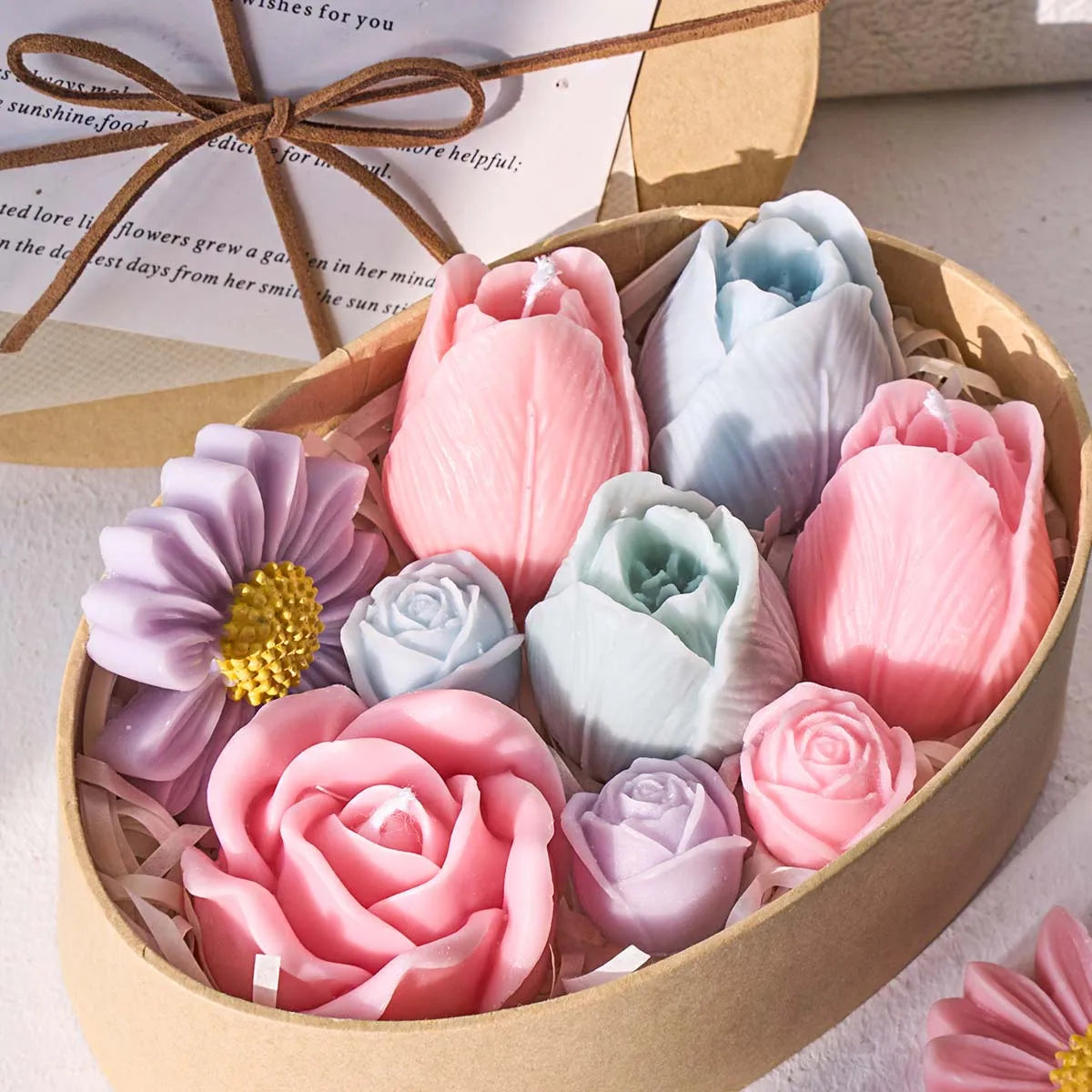 5 Piece Romantic Flower Candle Mold Set