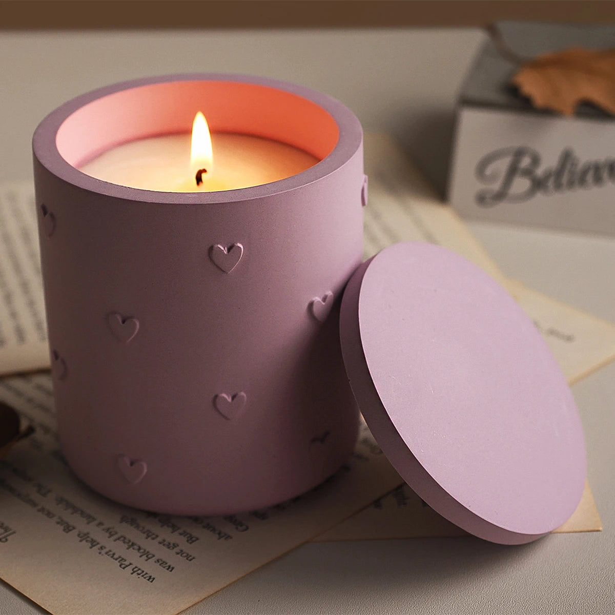 Heart Embossed Candle Jar Mold Set