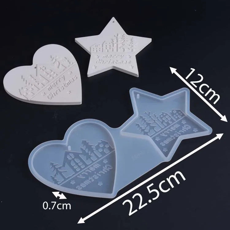 2Pcs "Merry Christmas" Ornament Silicone Mold Set