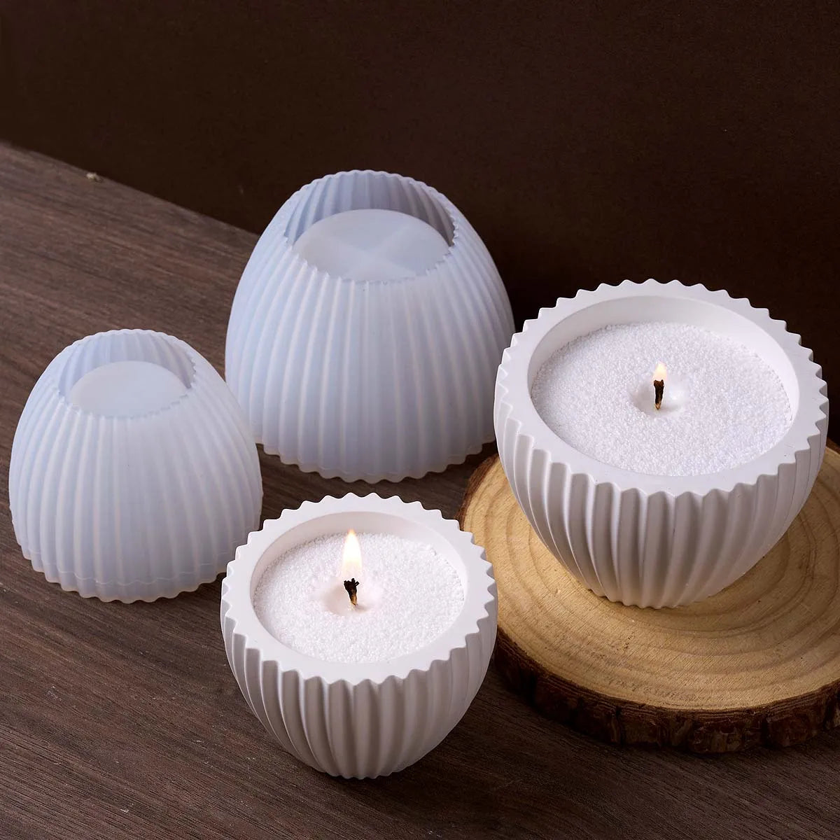 Round Stripe Candle Cup Silicone Mold.