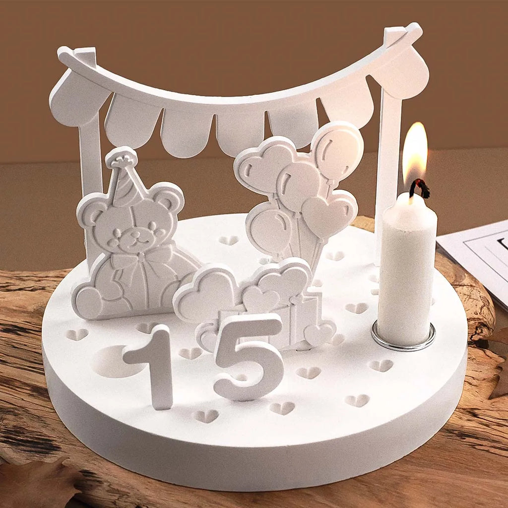 Bear Birthday Candle Holder Silicone Mold Kit