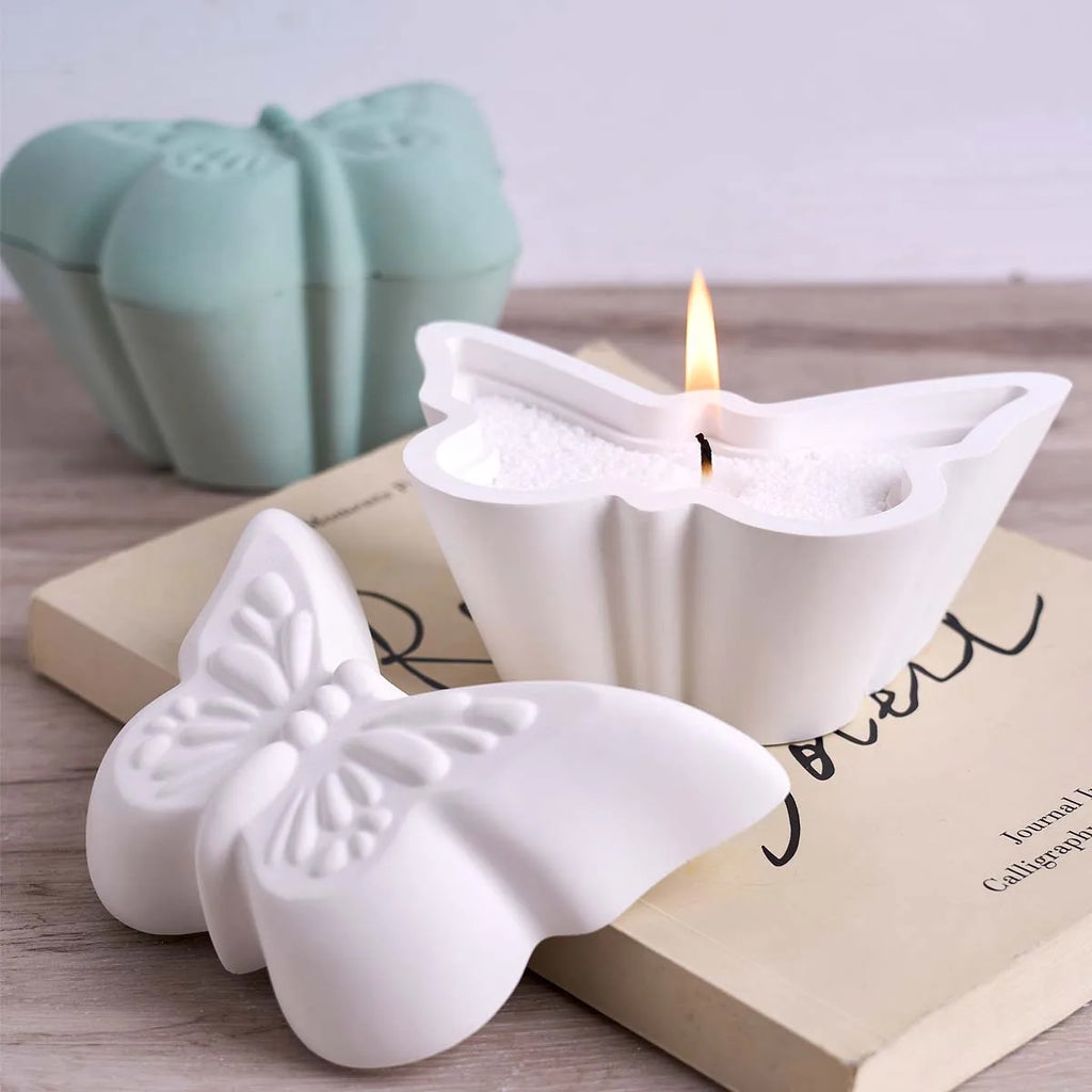 Butterfly Candle Jar Silicone Mold with Lid.