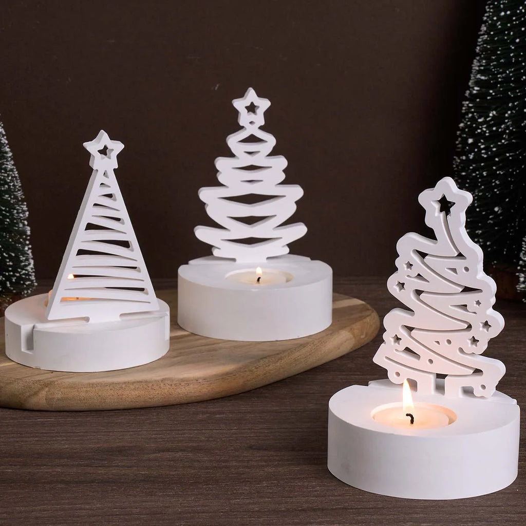Luvret Fretwork Christmas Tree Candle Holder Silicone Mold Set