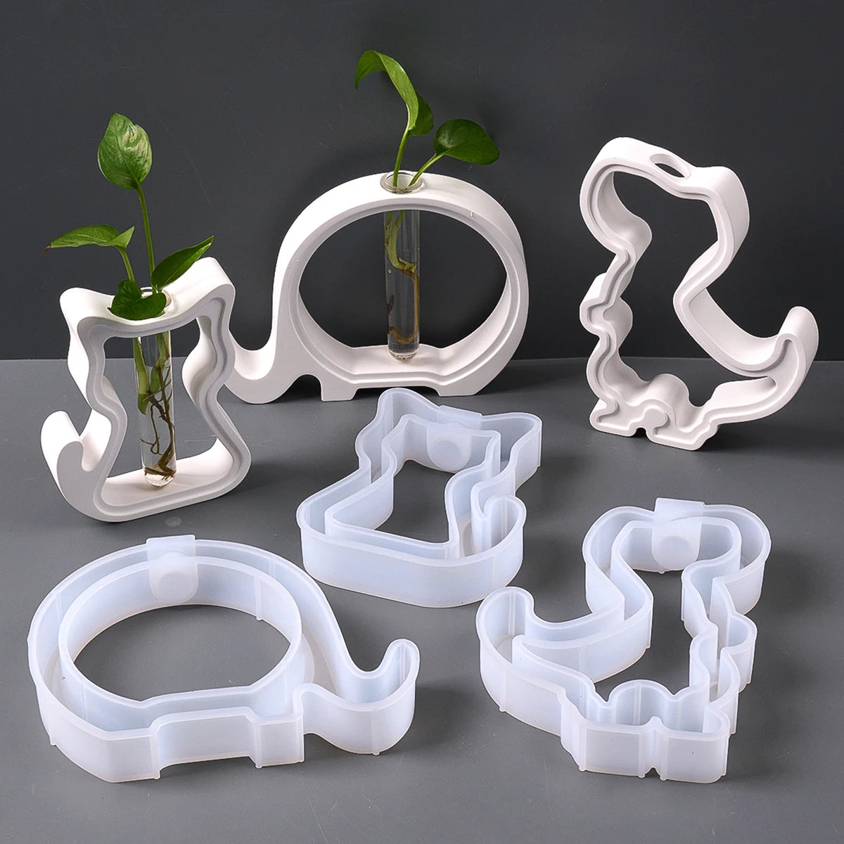 Hollow Animal Test Tube Vase Silicone Molds.