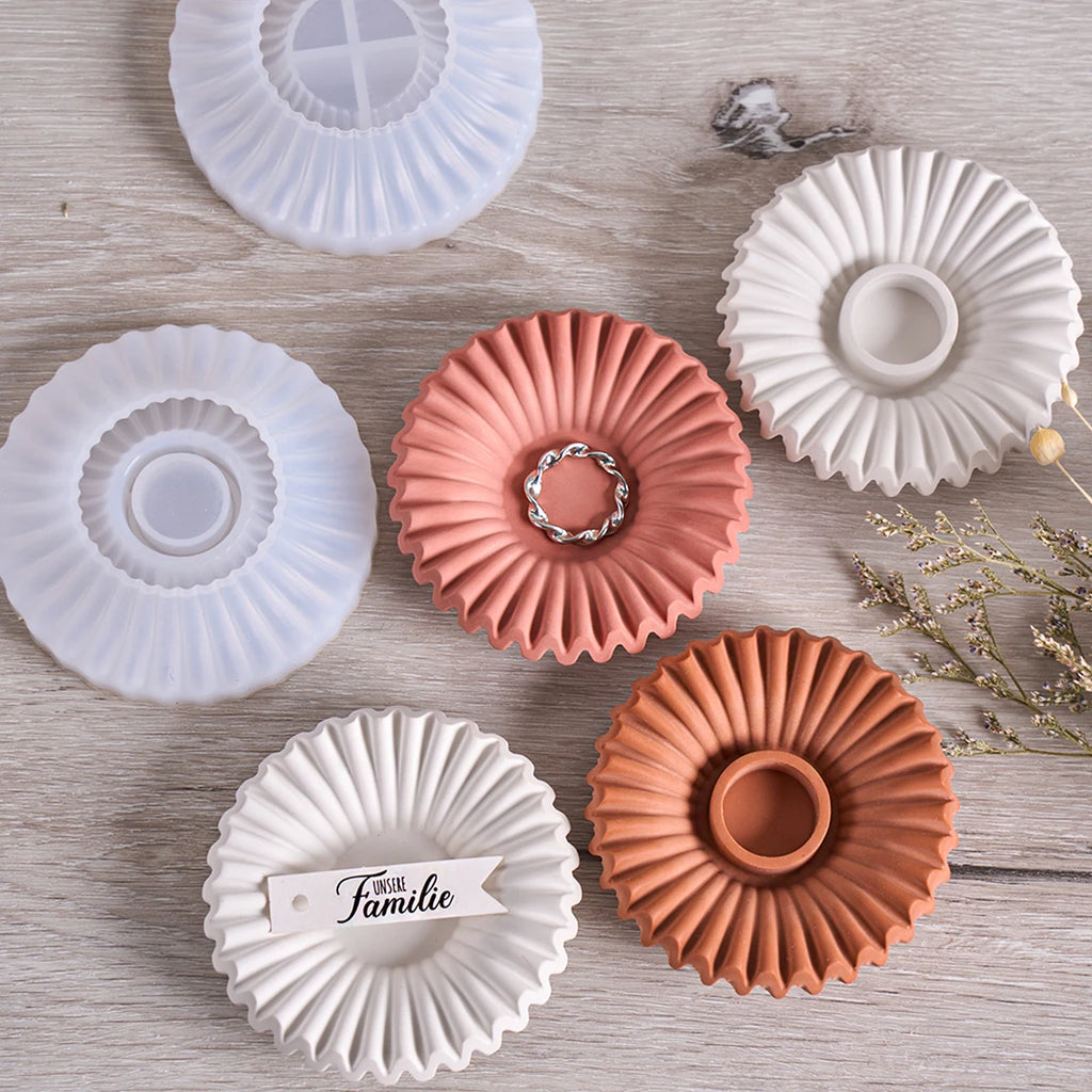 Corava Pleat Candle Holder & Tray Silicone Mold