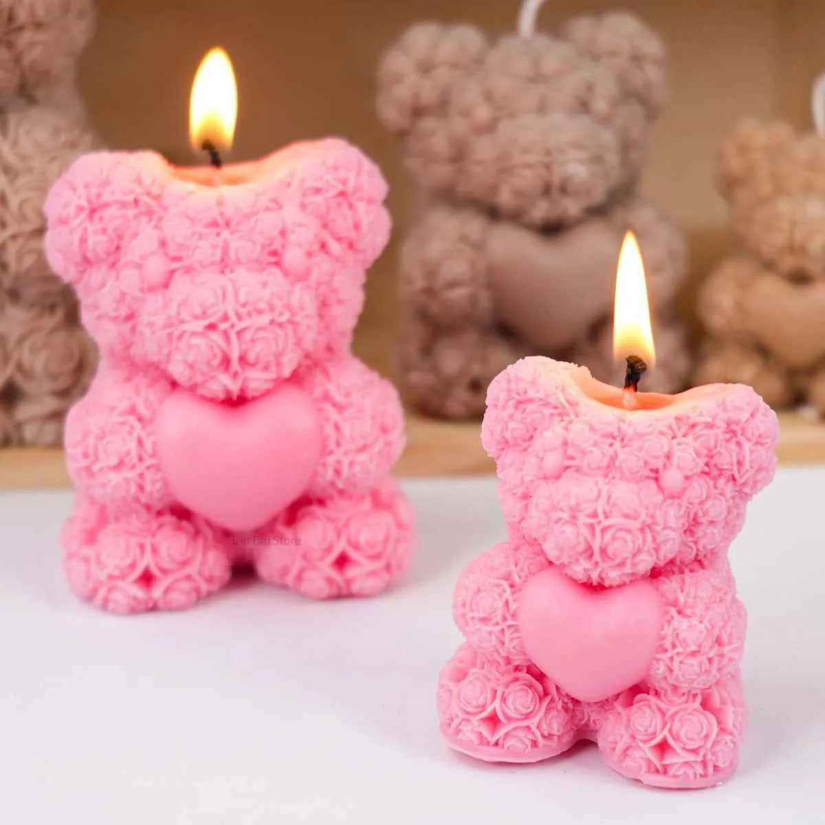 Cordis Rose Heart Bear Silicone Mold