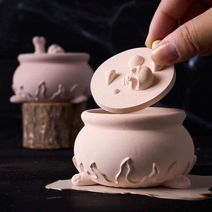 Halloween Skull Cauldron Silicone Jar Mold Set