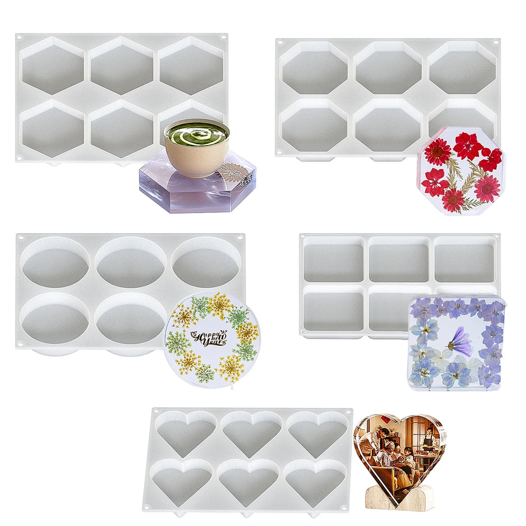 6 Cavity Deep Pour Geometric Silicone Resin Mold