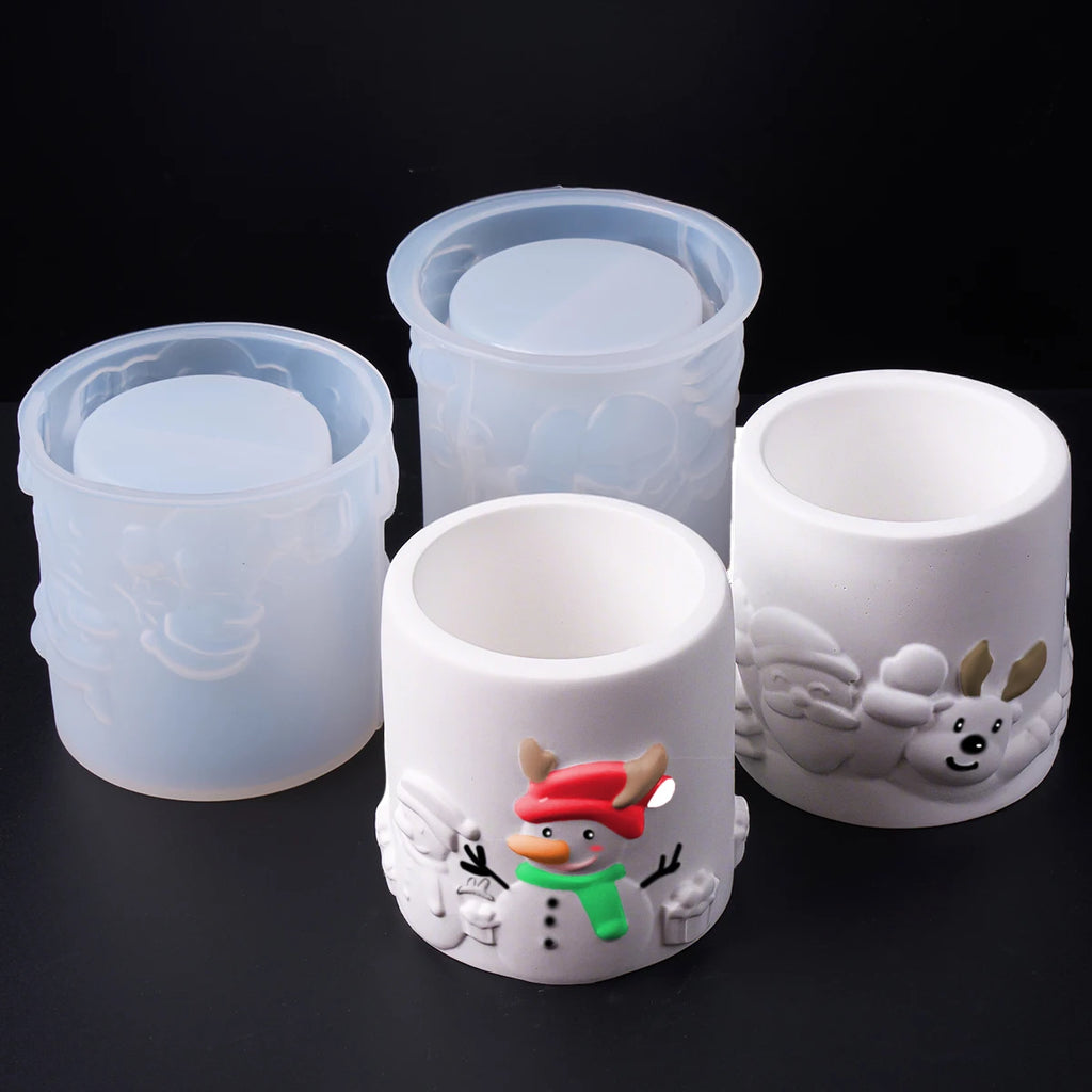 Christmas Santa Relief Silicone Candle Jar Mold