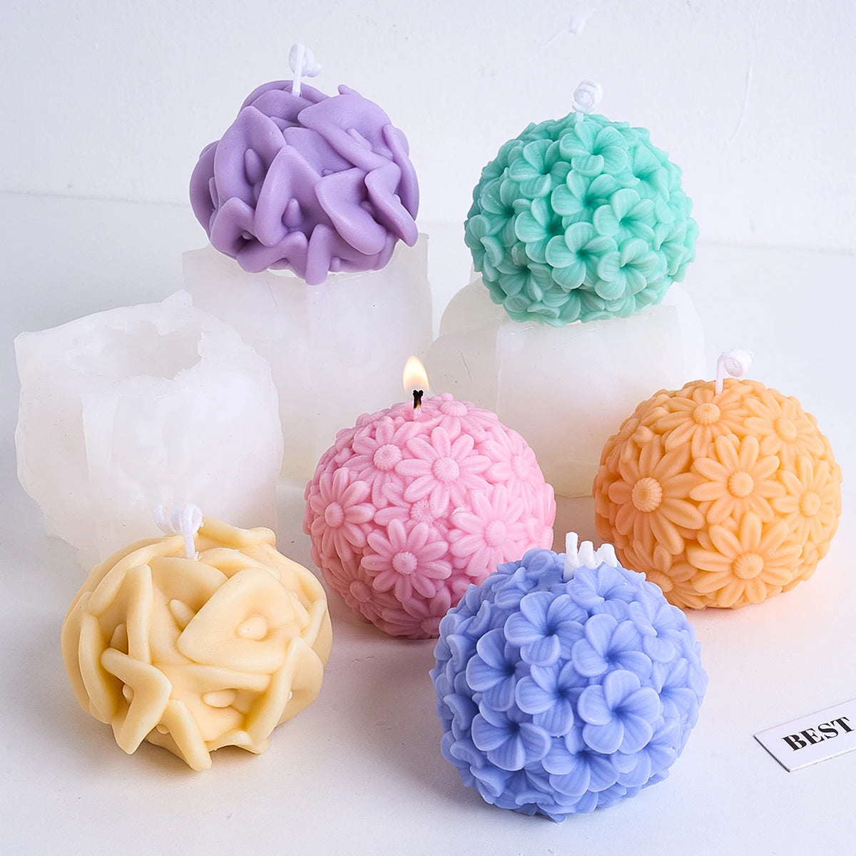 Embossed Spherical Silicone Candle Mold