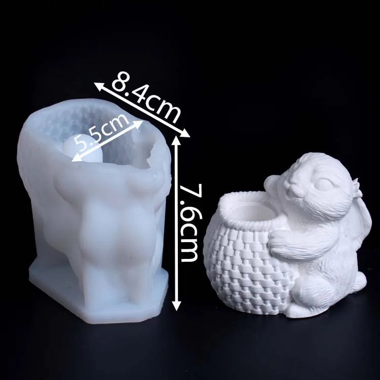 3D Bunny Basket Vase Silicone Mold Rabbit Vase Mold