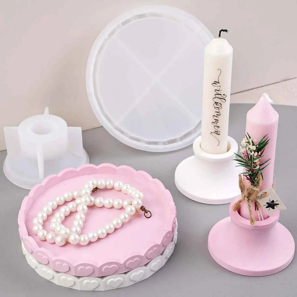 Loriva Heart Tray & Candlestick Silicone Mold Set