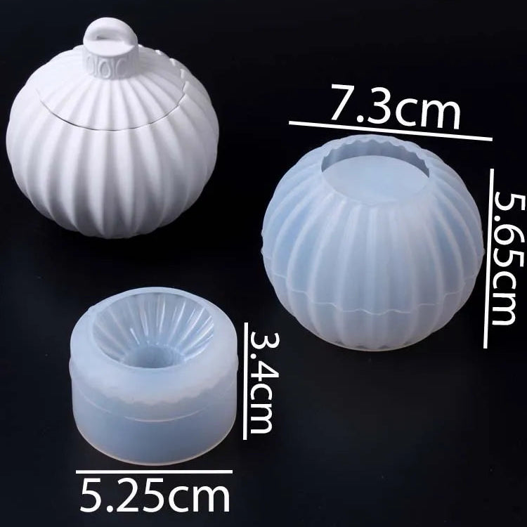 Twisted Ribbed Round Candle Jar Mold with Lid Vertical Rib Round Jar Mold