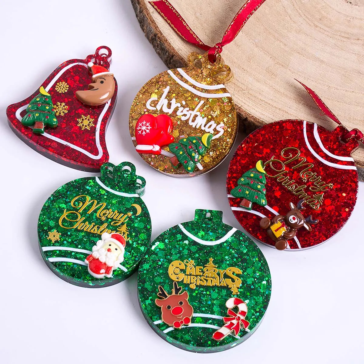 3Pcs Christmas Hanging Ornament Silicone Mold Set