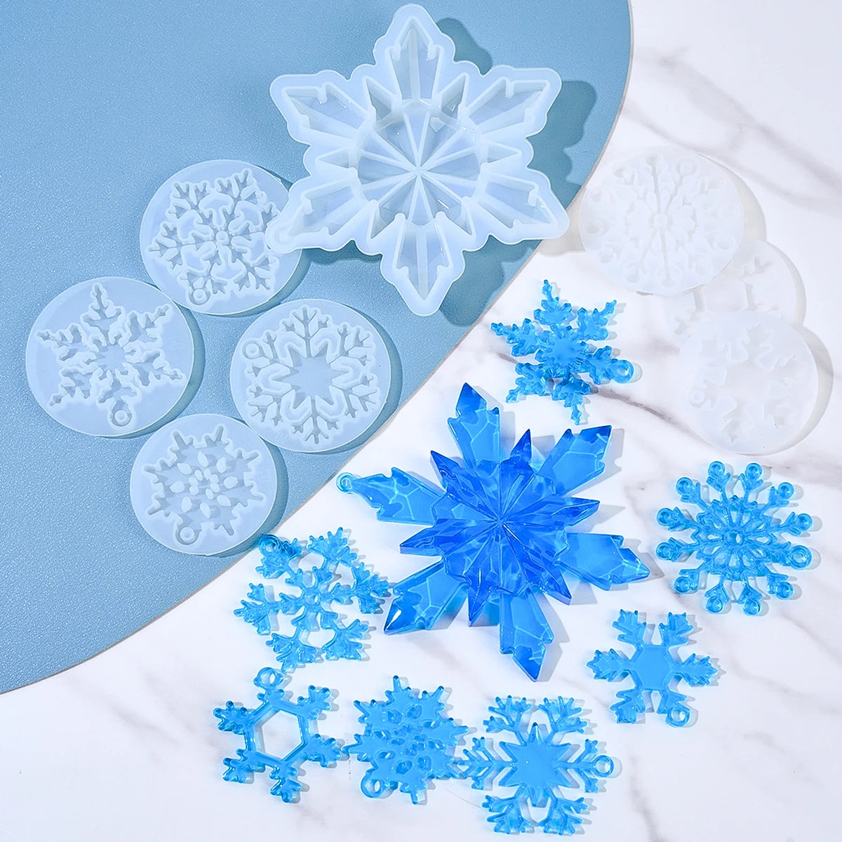 8Pcs Snowflake Resin Silicone Mold Set