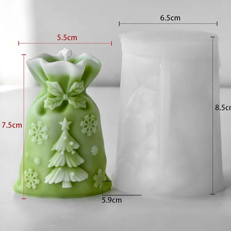 Christmas Gift Bag Candle Silicone Mold