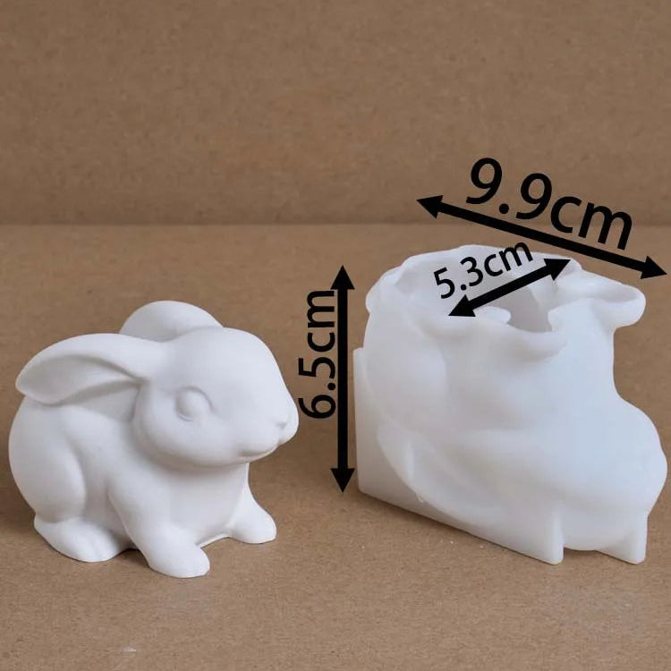 3D Sitting Bunny Silicone Candle Mold Large