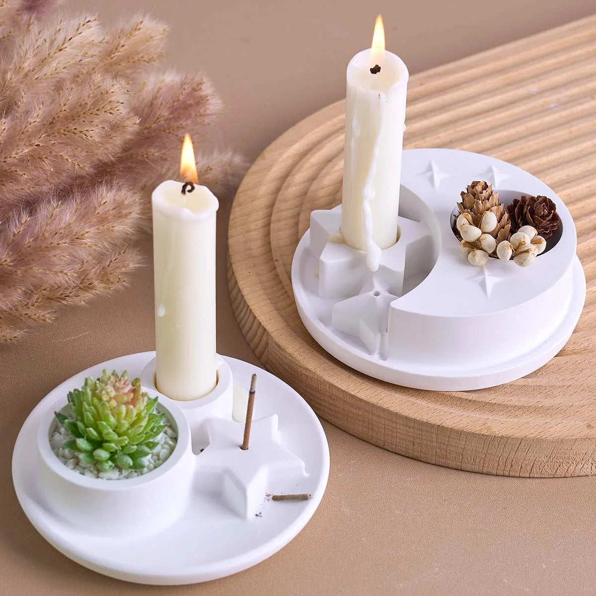 Combination Candle Holder Silicone Mold.