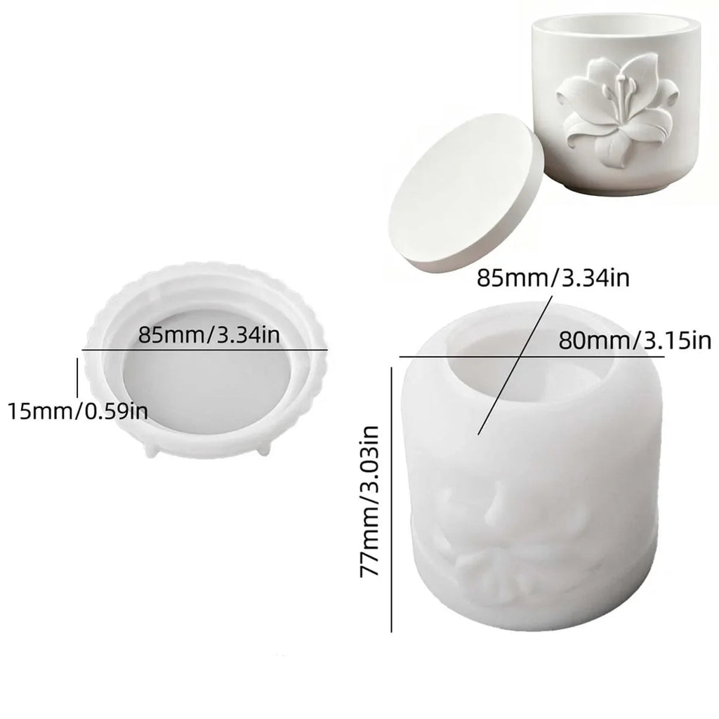 Velura Botanical Relief Candle Jar Silicone Mold
