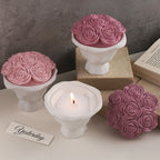 Rose Candle Cup Silicone Mold with Lid.