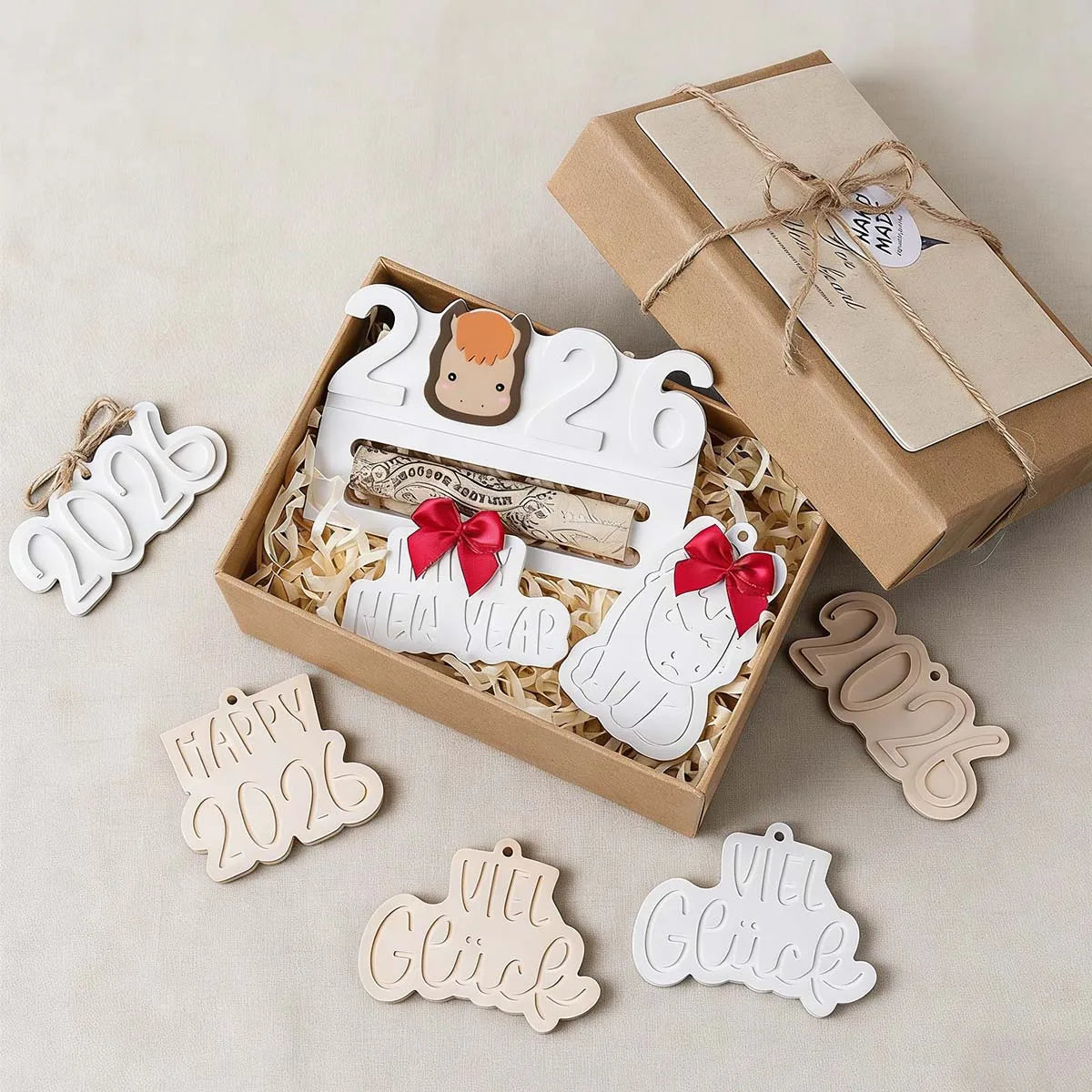 2-Piece 2026 New Year Keepsake Mold Set – Horse & Blessing Hanging Ornaments