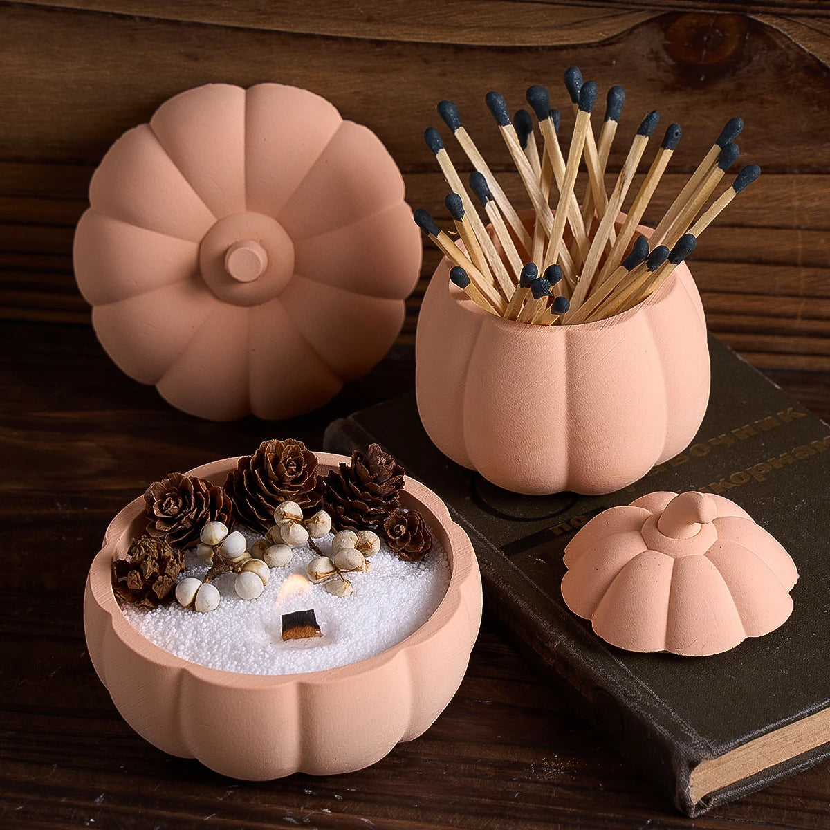 Pumpkin Jar Silicone Mold with Lid