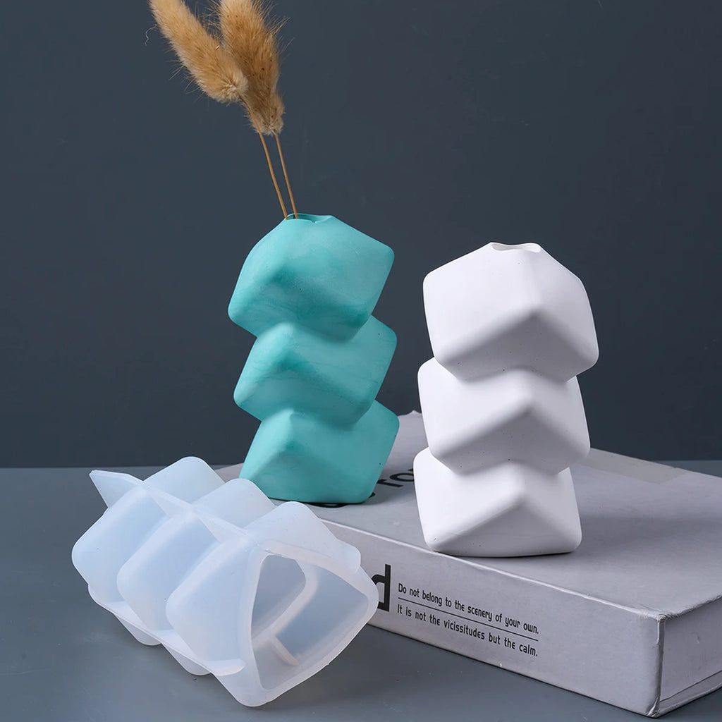 Oblique Square Vase Silicone Mold.